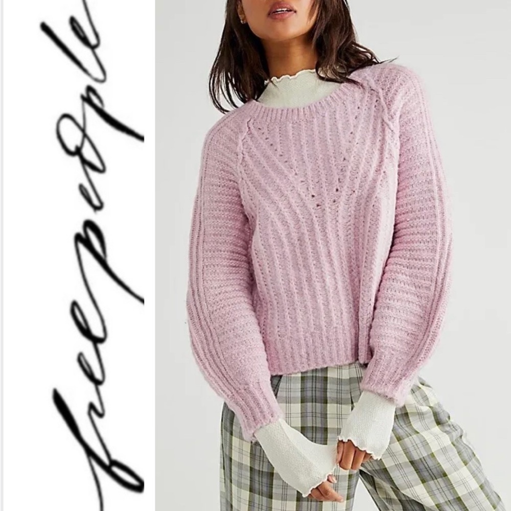 Free People Women's Moonlit Orchid Carter Oversized Pullover Large Nwt
